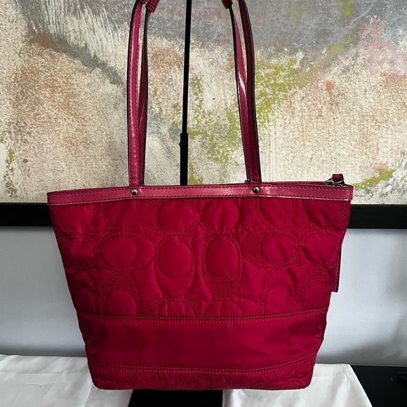Coach Pink Raspberry Quilted Tote Bag - Picture 5 of 13